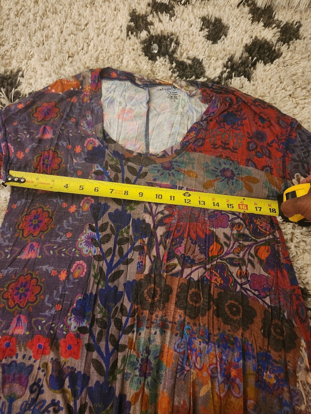 NATURAL LIFE Multicolor Floral Patchwork Scoop Neck Tunic - Picture 4 of 5